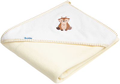 Рушник дитячий Sensillo Frotte з капюшоном з вишивкою оленятка бежевий 100×100 см (5908310389943)