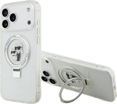 Чохол Karl Lagerfeld Ringstand Karl and Choupette MagSafe для Apple iPhone 17 Pro Max Transparent (KLHMP17XHMRSKCH)