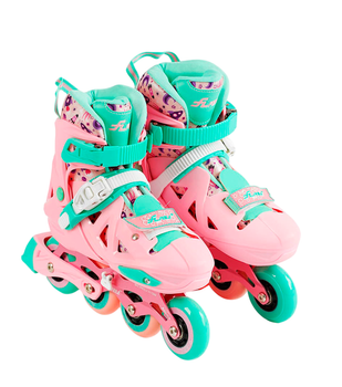 Ролики детские PU колеса с подсветкой переднего колеса размер 34-37 M Skates Розовый