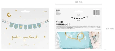 Baner PartyDeco Oh Baby z frędzlami 2,5 m Błękitny (GRL100-011) (5904555015227)