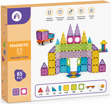 Магнітний конструктор MalPlay 3D 85 елементів 113640 (5901924245018)