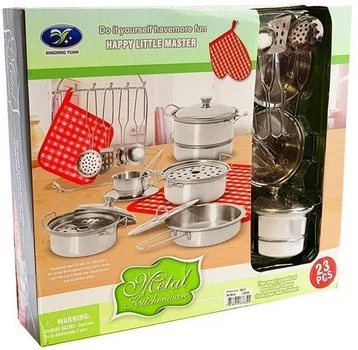 Zestaw naczyń LeanToys metalowe akcesoria kuchenne 23 elementów 735231 (5905214972554)
