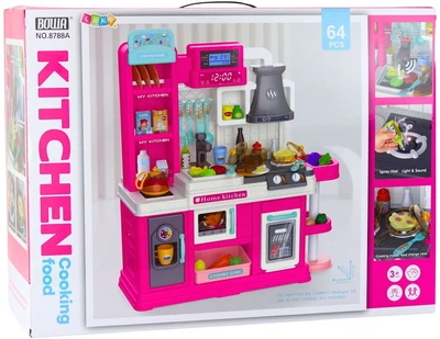 Kuchnia LeanToys z obiegiem wody i akcesoriami 64 elementów Różowa 745867 (5905991084402)