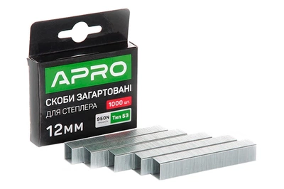 Скобы для строительного степлера механического Apro 12 x 11.3 x 0.7мм каленая (в упаковке 1000шт)