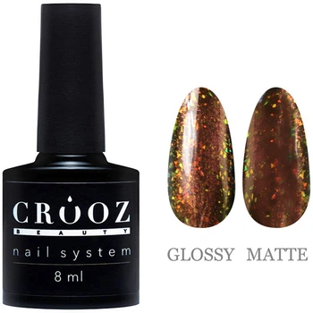 Гель-лак для нігтів CROOZ Cat Eye Mercury 06 розово-персиково-золотий з поталью 8 мл