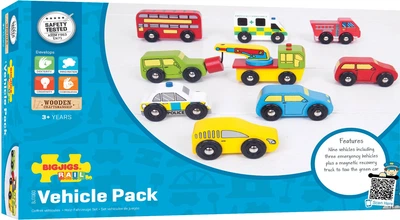 Набір дерев'яних транспортних засобів Bigjigs Toys 9 шт 2999498 (691621090602)