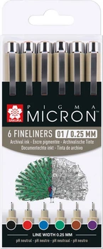 Набір лінерів Sakura Pigma Micron 01 6 шт (8712079421748)