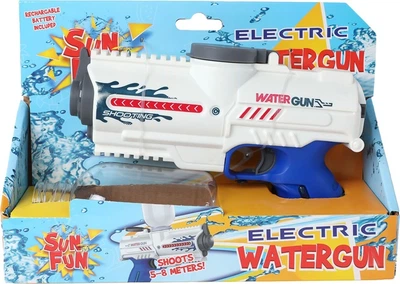 Електричний водяний пістолет Sun Fun з пляшкою біло-синій 18 см 3111000 (8713219518083)