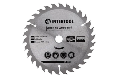 Диск пильний по дереву Intertool 160 х 30T х 20 мм