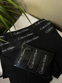 Чоловічі труси боксери Calvin Klein з білим написом набір 3 шт Чорний XL