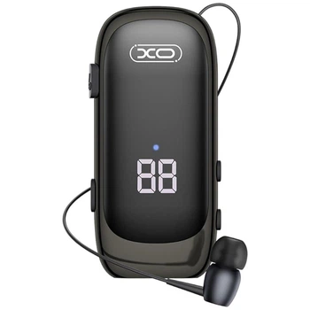 Bluetooth гарнітура XO BE51 Lavalier Stretch для телефону V 5.4 140mAh HD звук LCD екран навушник для роботи для дзвінків Чорний