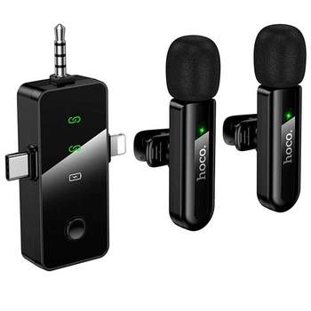 Мікрофон бездротовий Hoco L20C Lightning/Type-C/3.5 ENC, 2.4G універсальний для відеозйомки, смартфонів, планшетів і камер Чорний