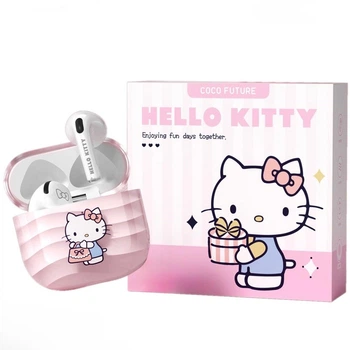 Бездротові навушники Sanrio Hello Kitty Bluetooth 5.4 з мікрофоном та кейсом — Рожевий перламутр