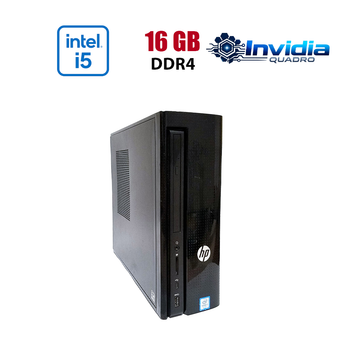 ПК HP Slimline 270-P043W SFF / Intel Core i5-7600 (4 ядра по 3.5 - 4.1 GHz) / 16 GB DDR4 / 512 GB SSD NVMe / nVidia Quadro P400, 2 GB GDDR5, 64-bit / Win 10 Lic б/у