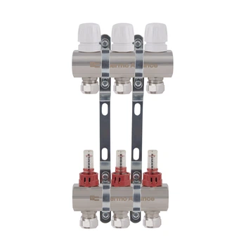 Коллектор латунный с расходомерами и евроконусами Thermo Alliance Standart 1" на 3 выхода TAS235W3E