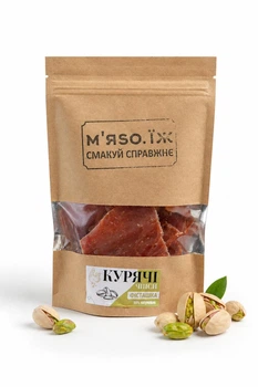 Курячі чипси "ФІСТАШКА" 50 г, джеркі, снеки, закуски до пива ТМ МʼЯСО ЇЖ