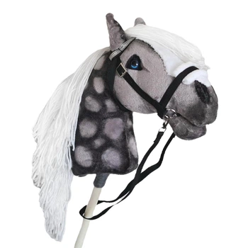 Хобіхорс сірий кінь на палиці - Hobby horse з вуздечкою А3