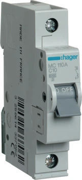 Wyłącznik nadprądowy Hager MC110A 1P 6 kA C 10 A 1M (3250614337062)