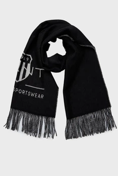 Чоловічий чорний вовняний шарф TONAL ARCHIVE WOVEN SCARF Gant OS 9920207
