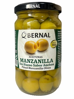 Оливки зелені Bernal Manzanilla без кісточки зі смаком анчоуса 300 г