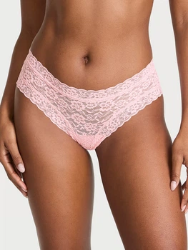 Кружевные трусы Victoria's Secret Lace Cheeky Panty-Розовый-M