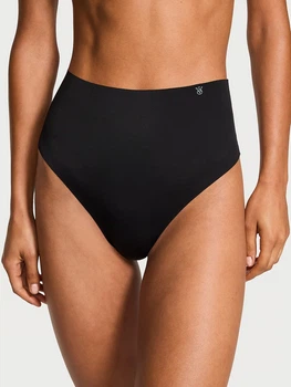 Бесшовные трусики Victoria's Secret No-Show High-Waist Thong-Черный-S