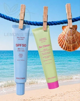 Набор для лица HOLLYSKIN: Матирующий солнцезащитный крем Dry Touch SPF 50 и Крем для ежедневного очищения кожи лица So Clean