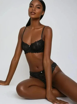 Комплект белья Victoria's Secret Dream Angels Wicked Unlined Lace Balconette Bra - 32B - S - Черный