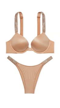 Комплект белья Victoria's Secret Shine Strap Smooth Push-Up Bra - 34A - M - Бежевый