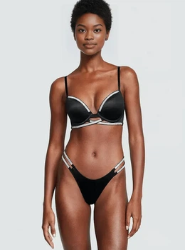 Комплект белья Victoria's Secret Shine Cradle Push-Up Bra - 34D - S - Черный