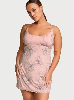 Ночная рубашка Victoria's Secret Modal Lace-Trim Sweetheart Slip Dress - M - Розовый