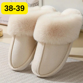 Slippers Женские домашние тапочки с мехом — тёплые, мягкие, закрытые тапочки для дома 38–39, белого цвета KT8003802