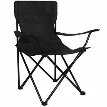 Розкладний туристичний стілець зі спинкою та підстаканником Camping Quad Chair HX 001 навантаження до 120 кг, 80×50×50 см, тканина Оксфорд 600D + ПВХ покриття, Чорний