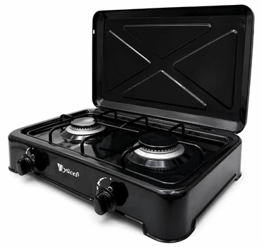 Газовая настольная плита YUCEL LPG BLACK на 2 конфорки кухонная