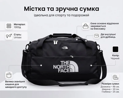Дорожня сумка спортивна тканинна Intruder унісекс для зберігання та перевезення чорна