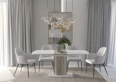 Стол обеденный Интарсио ДСП 140-180 см белый алмаз артвуд темный (723342)