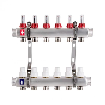 Коллектор с расходомерами Thermo Alliance 1" 6 выходов для системы теплого пола распределитель теплоносителя (599520)