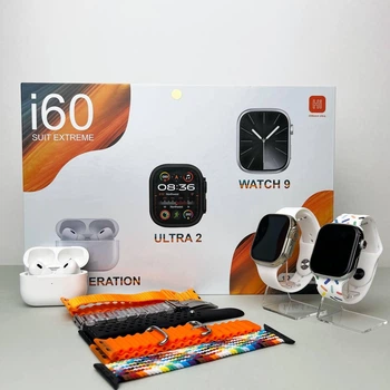 Комплект i60 - Watch Ultra 2 / Smart Watch 9 / Air Pro 2 / 7 ремешков / 2 защитных чехла (Белый)