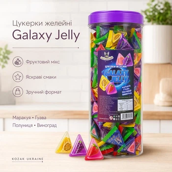 Желейні цукерки Galaxy Jelly фруктове асорті в тубусі 1.6 кг