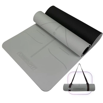 Килимок для йоги та фітнесу EasyFit Polarity stone з ремнем A19241s-GYBK , протиковзкий, Сірий, 183×61×0,6 см, TPE+TC