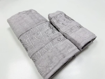Набор 2 махровых полотенца для ванной RUBY BAMBOO, сірий 70*140см + 50*90см
