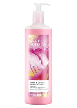 Зволожувальний крем - гель для душу Avon Senses Щасливі моменти Sweet & Joyful Shower Creaml с фрезией т гранатом (Freesia & pomegranate scent) 720мл