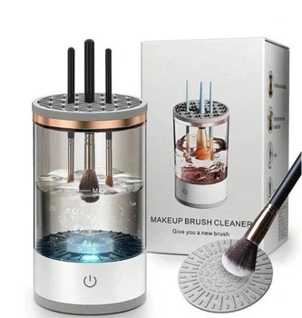 Очисник пензлів електричний Makeup Brush Cleaner ART-9516 автоматичне очищення косметичних пензлів USB пристрій для миття та сушки пензлів силіконовий тримач глибоке очищення професійний догляд