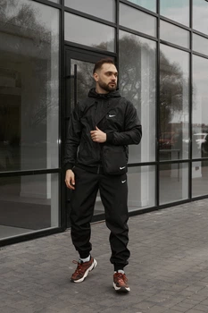 Демисезонный комплект для мужчин Windrunner President ветрозащитный костюм с сумкой для города и путешествий черный/S