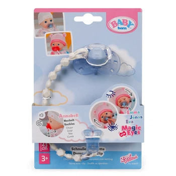 Пустышка для куклы Baby Born с клипсой и цепочкой Голубая