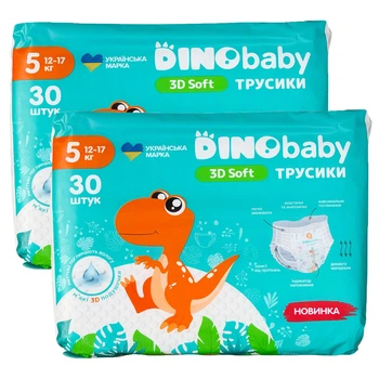 Подгузники-трусики Dino Baby 3D Soft 5 (12 – 17 кг), 60 шт