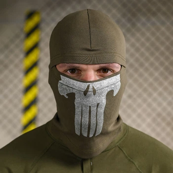 Балаклава-трансформер з принтом Skull олива розмір універсальний