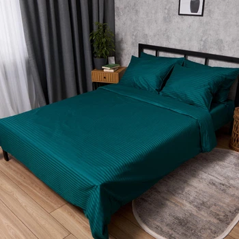 Комплект постельного белья Moon&Star Satin Stripe Emerald Полуторний 143х210 наволочки 2х50х70 (MS-820012966)