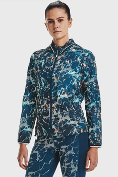 Жіноча синя ветровка з візерунком UA STORM OutRun Cold Jacket Under Armour XS 1373979-437