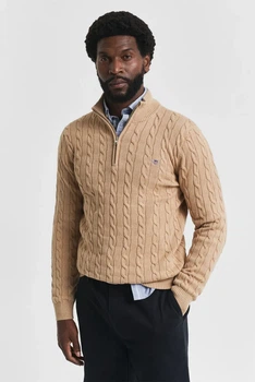 Чоловіча бежева кофта COTTON CABLE HALF ZIP Gant XXL 8050603